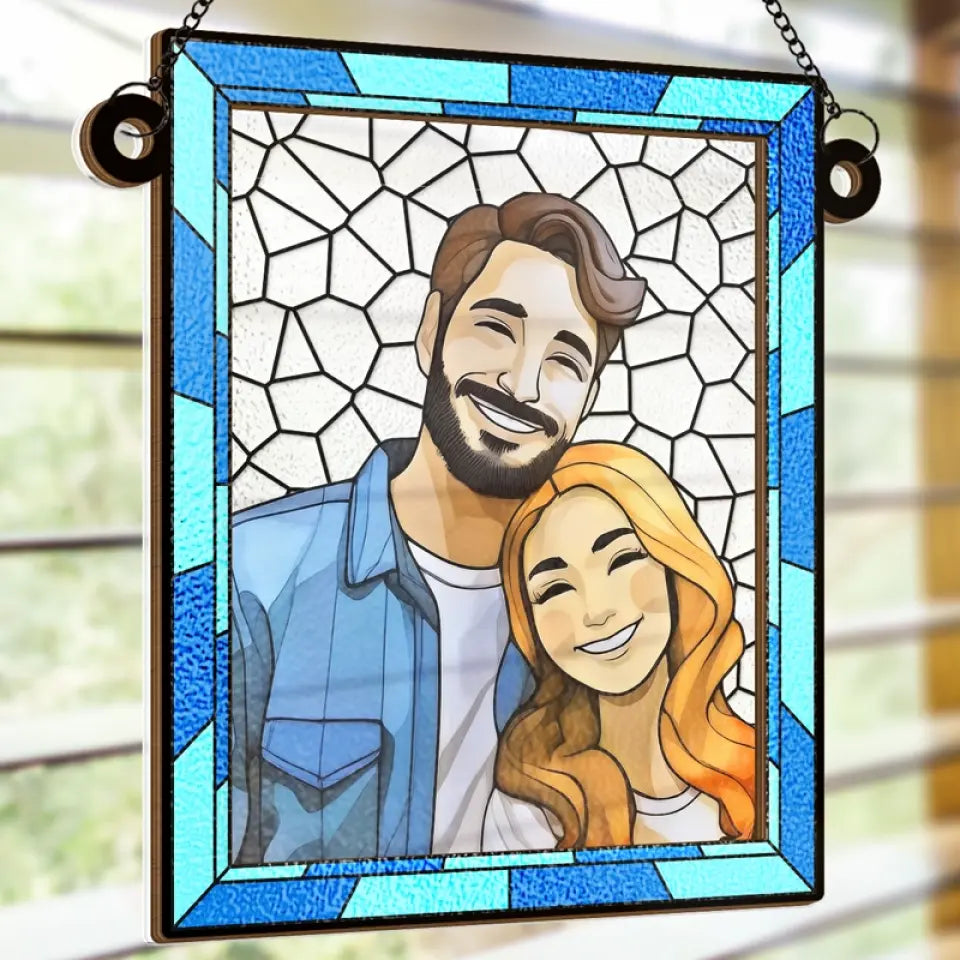 Foto personalizada Onde há amor, há vida - Apanhador de sol personalizado para pendurar na janela - Presente para marido e mulher, aniversário