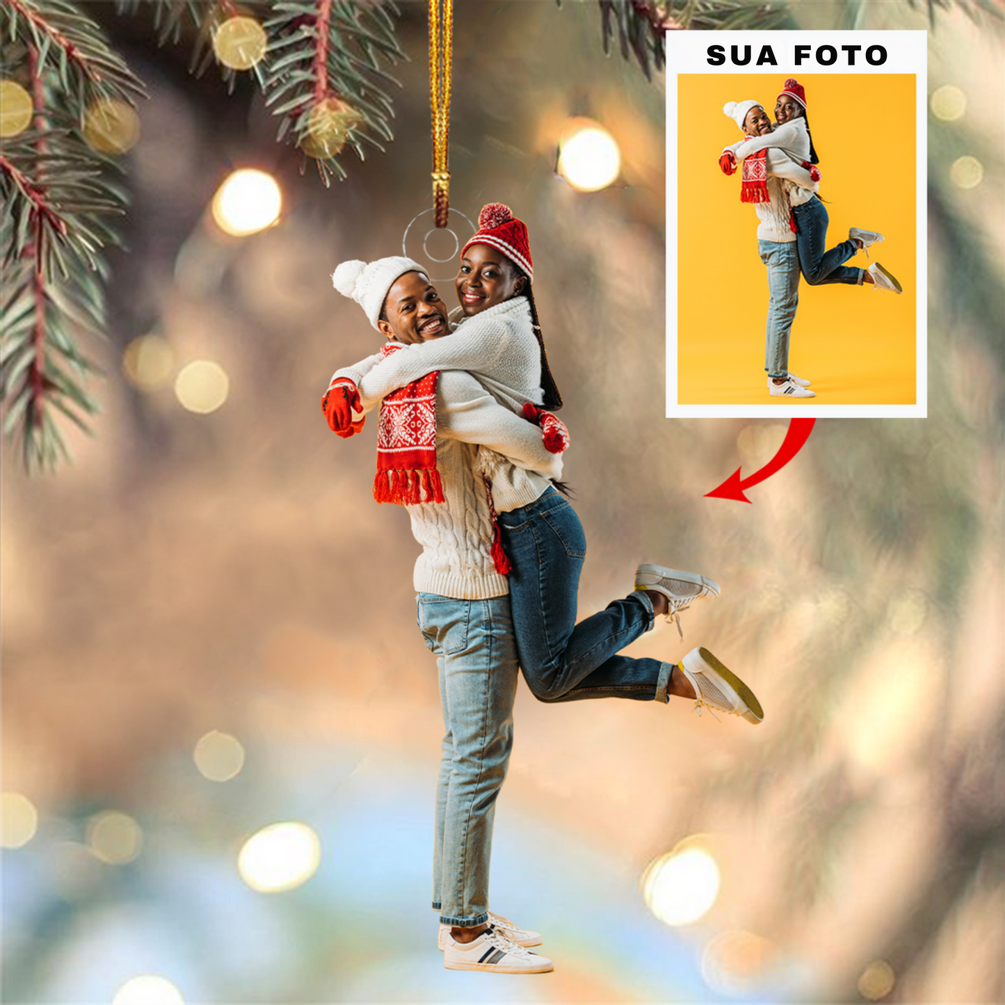 Enfeite de casal- Enfeite de Acrílico com foto personalizada - Compre 2 e Leve 3 + Frete Grátis