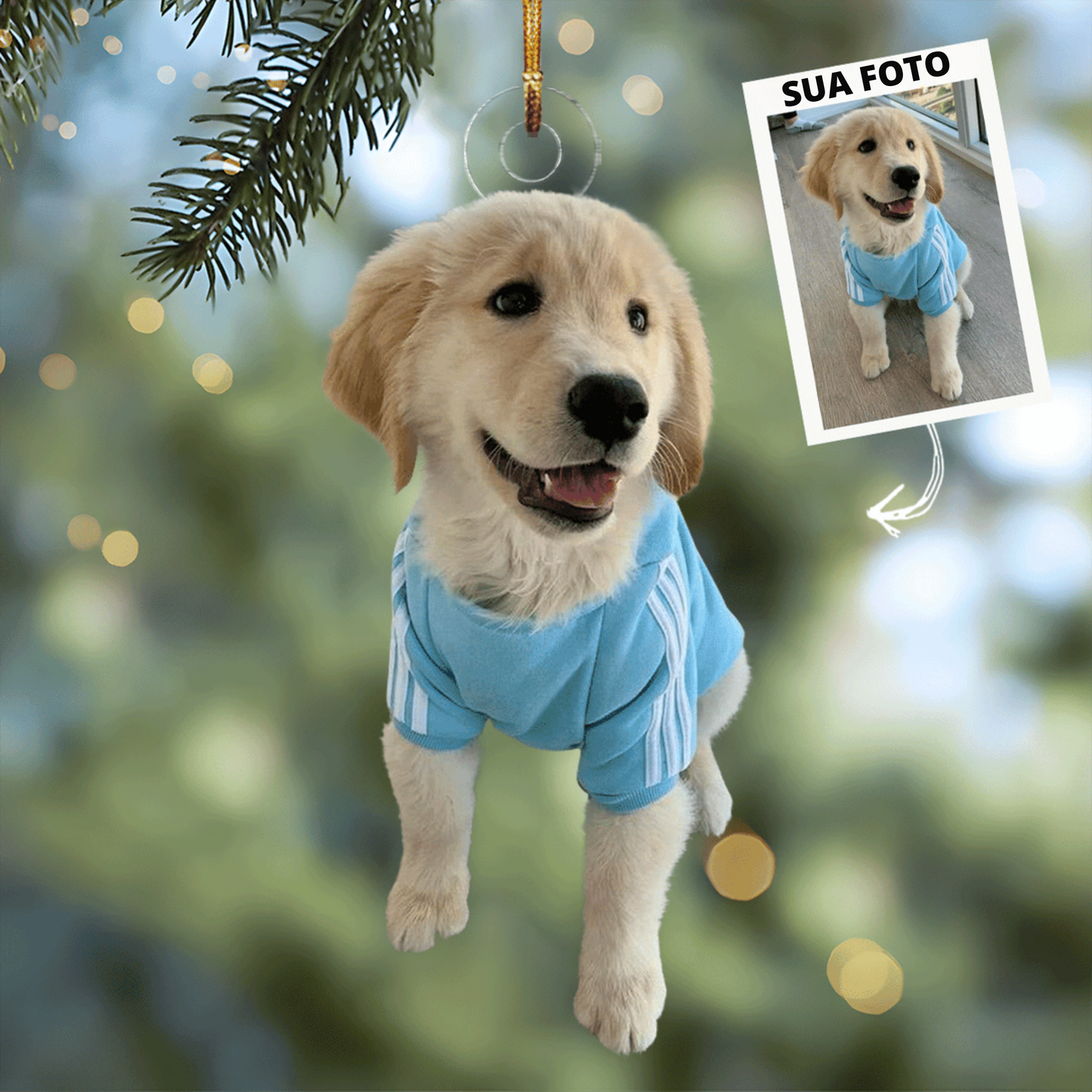 Eu amo meu animal de estimação - Enfeite de mica com foto personalizada - Presente de Natal para amantes de animais de estimação, amantes de cães, amantes de gatos
