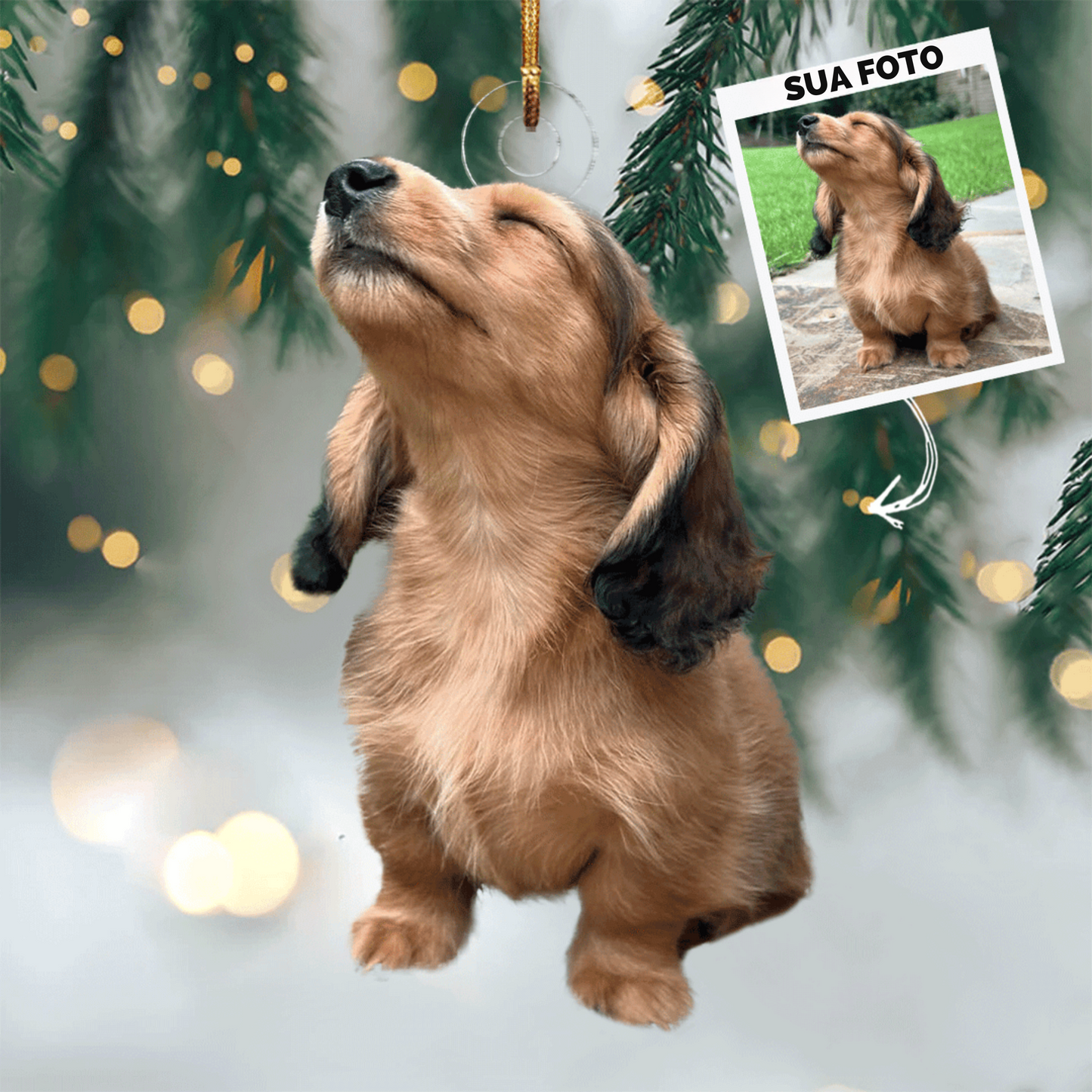 Amigo de 4 Patas - Enfeite de Acrilico com foto personalizado - Presente de Natal para amantes de animais de estimação, amantes de cães, amantes de gatos