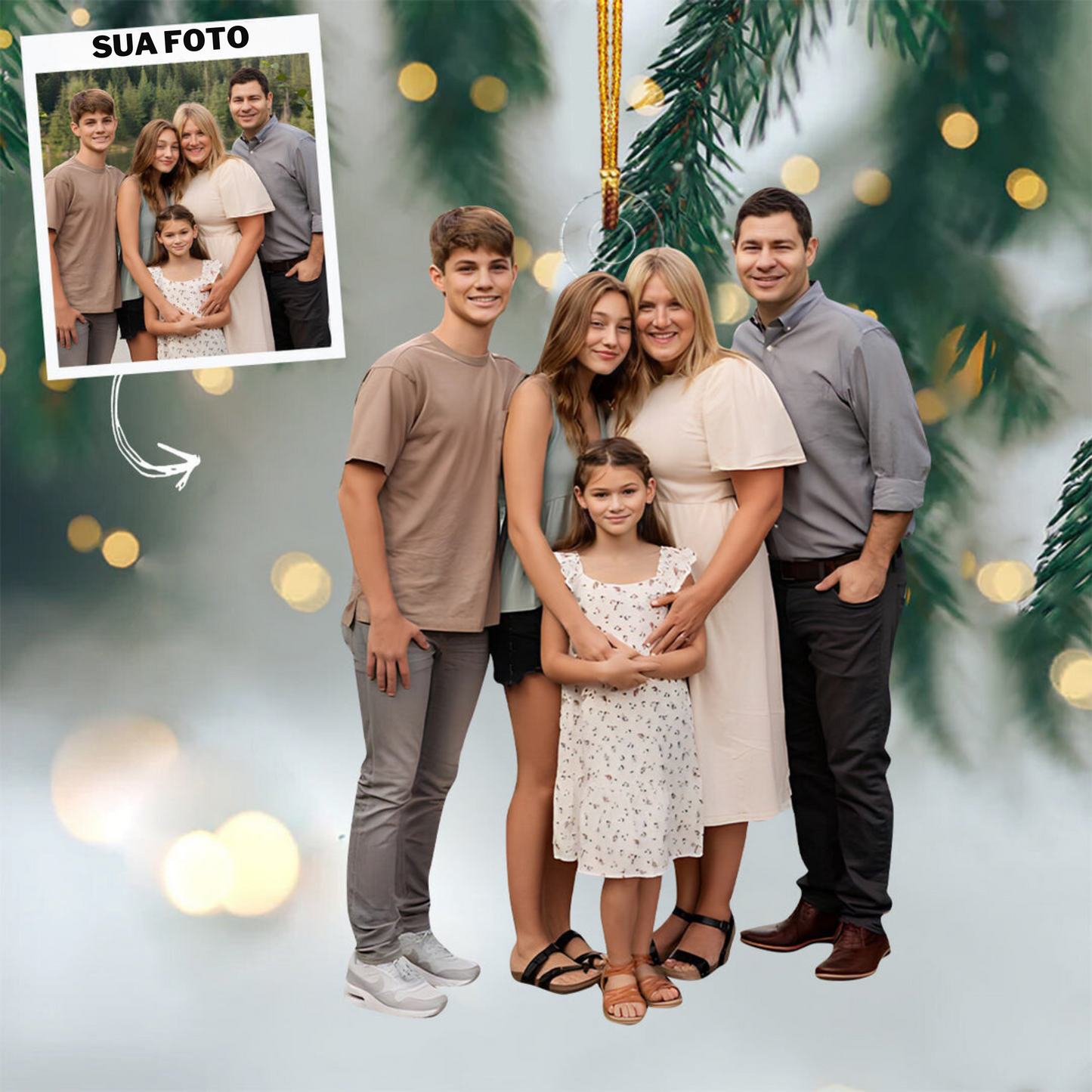 Enfeite de Foto Personalizado Família Natal - Compre 2 e Leve 3