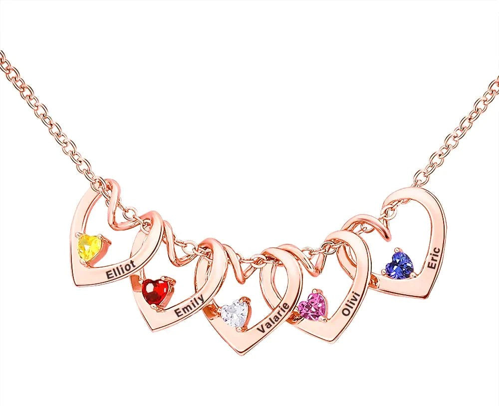 Colar Coração de Amor com Pedra do Nascimento para Mãe