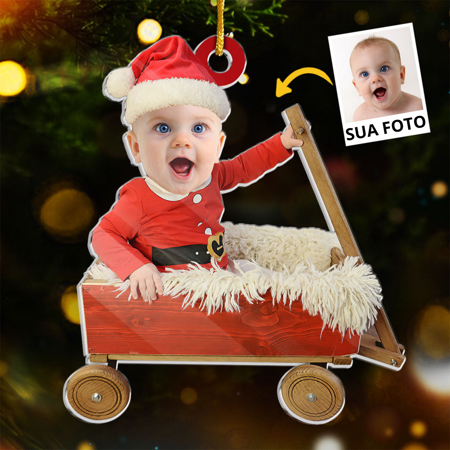 Enfeite Personalizado para Arvore de Natal com Foto - Um Natal Divertido