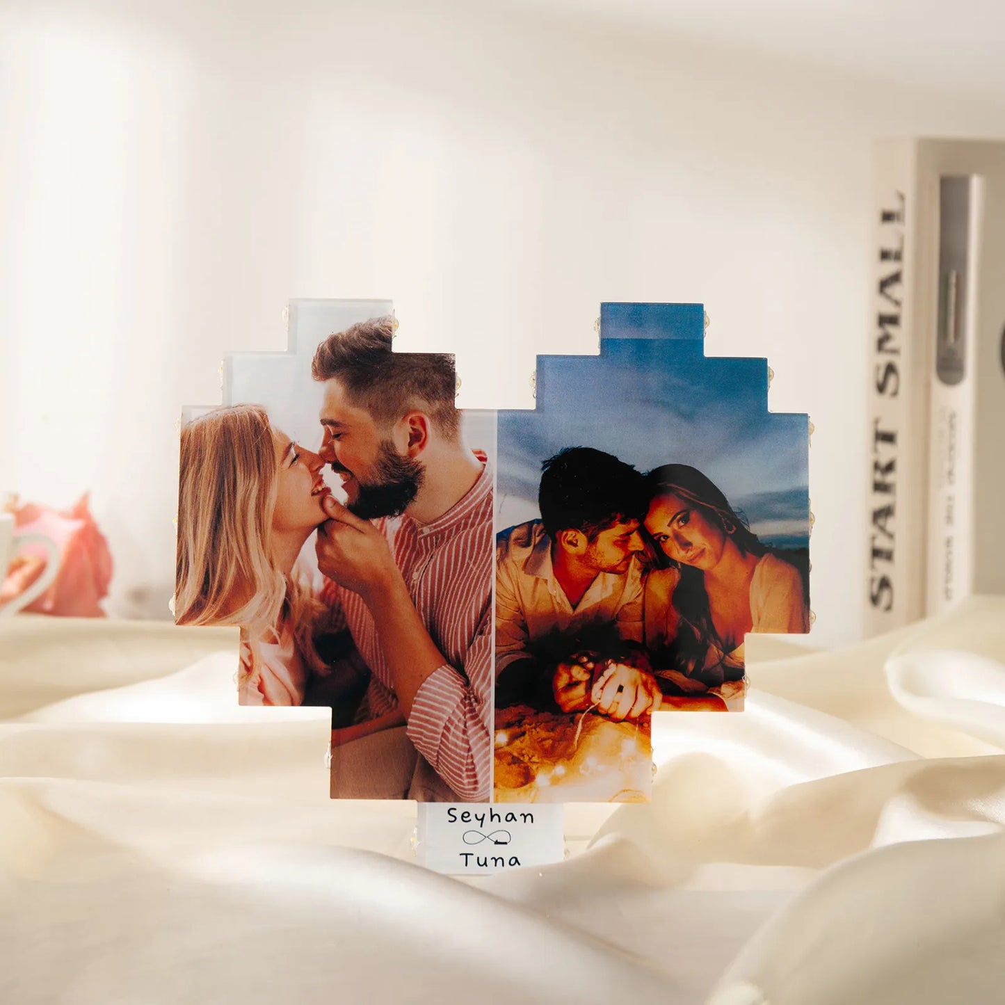 Quadro de Coração com Fotos e Nomes Personalizados - Mi Quadros