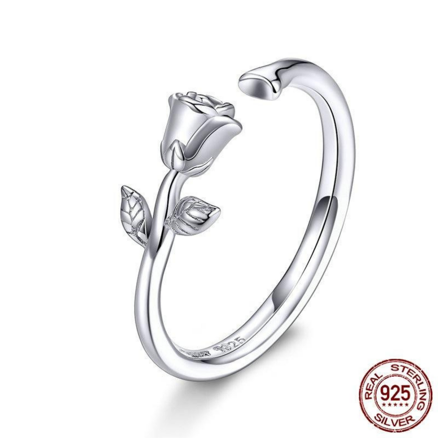 Anel De Flor 3D Ajustável - Prata 925