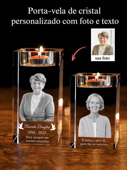 Castiçal em Cristal Retangular – Edição Memória Afetiva - Uma luz que não se Apaga.