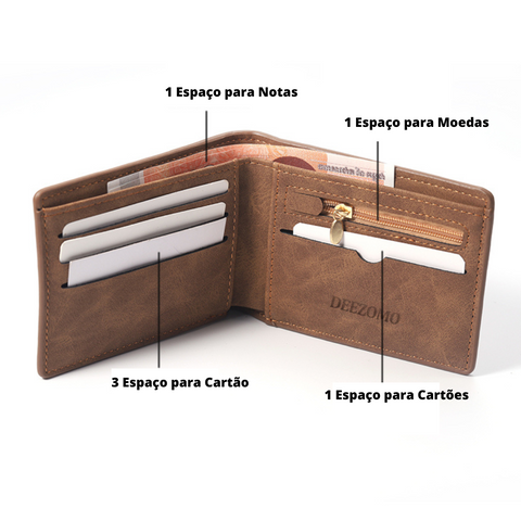 Carteira Black Leather de Couro Personalizada com Foto - Presente Dia dos Pais