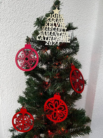 Árvore de Natal da Família - Enfeite Personalizado da Família - Formato Personalizado em Madeira - Presente de Natal