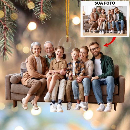 Enfeite de Foto Personalizado Família - Presente de Natal para avó, avô e familiares
