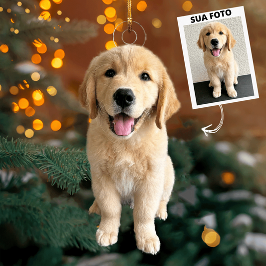 Eu amo meu animal de estimação - Enfeite de mica com foto personalizada - Presente de Natal para amantes de animais de estimação, amantes de cães, amantes de gatos