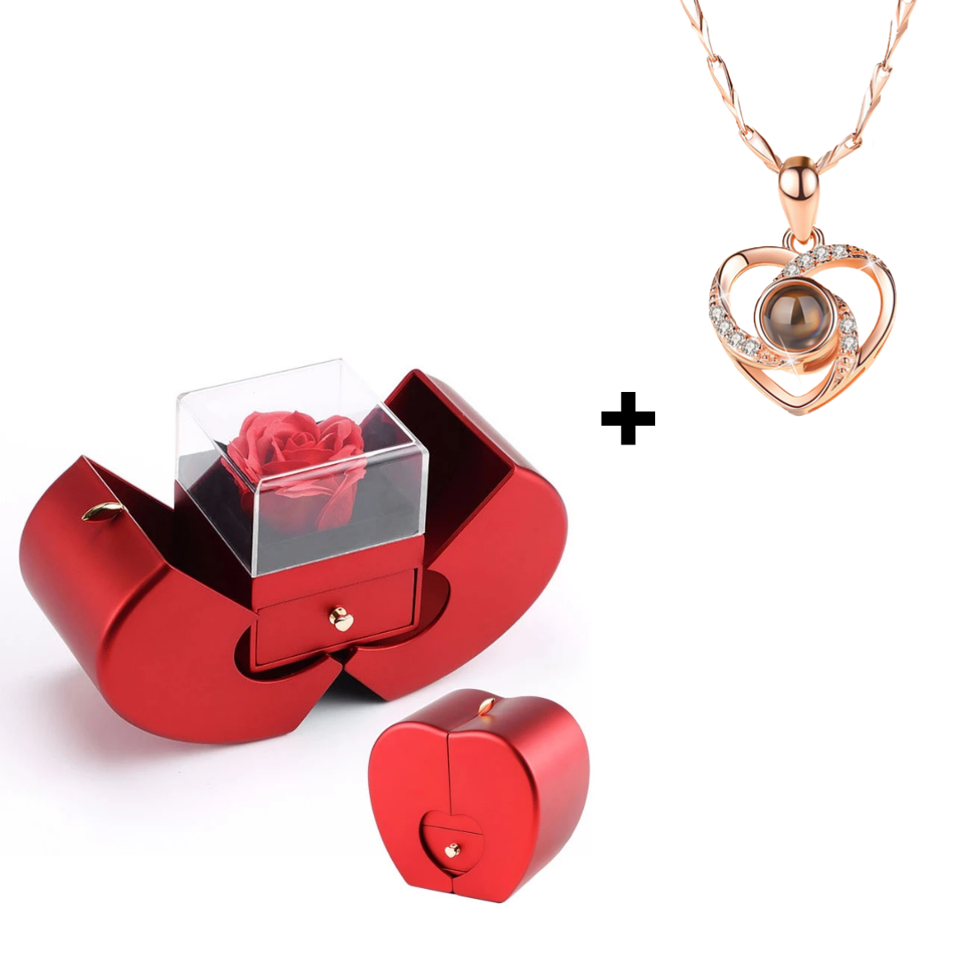 Colar Eu te amo em 100 Idiomas + Caixa Super Especial para Presente