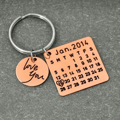 Chaveiro Calendário DATA/MÊS/ANO + ESCRITA (até 10 letras)