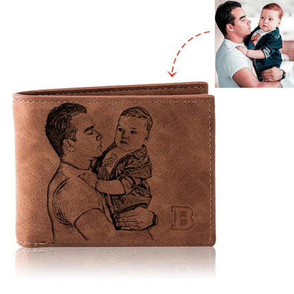 Carteira Black Leather de Couro Personalizada com Foto - Presente Dia dos Pais