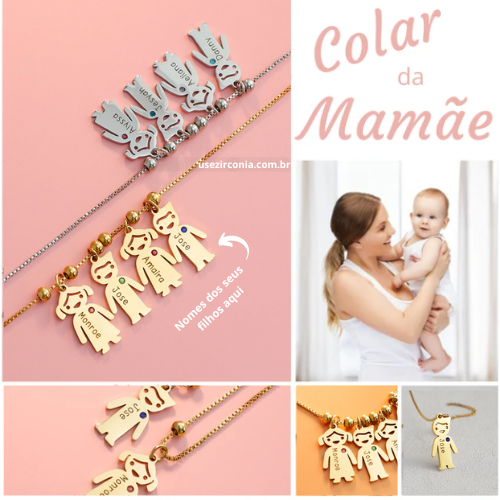 COLAR DA MAMÃE™ - Personalizável - Gravação a Laser - Aço Inoxidável | Oferta Especial Dia Das Mães!