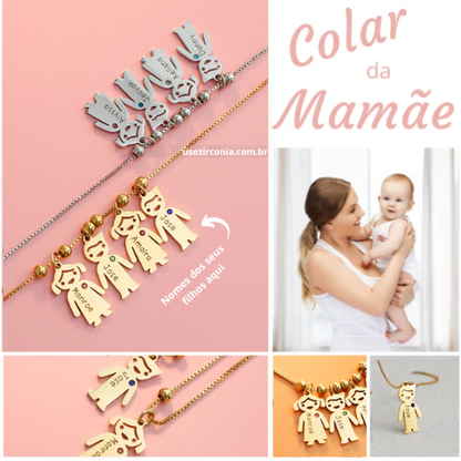 COLAR DA MAMÃE™ - Personalizável - Gravação a Laser - Aço Inoxidável | Oferta Especial Dia Das Mães!